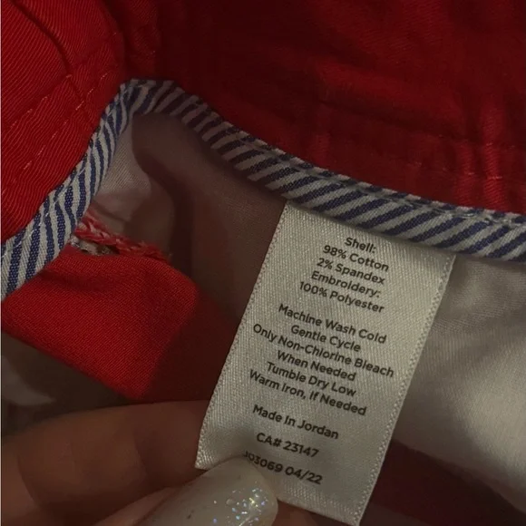 NEW $99 TALBOTS Relaxed Chinos Red Twill - Frenchie Dog,Critter Emb Pants Sz 8 - Picture 2 of 11